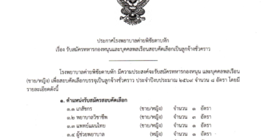 ประกาศรับสมัครลูกจ้างชั่วคราว ปีงบ 69 รพ.ค่ายพิชัยดาบหัก ประกาศรับสมัครลูกจ้างชั่วคราว ปีงบ 69 รพ.ค่ายพิชัยดาบหัก